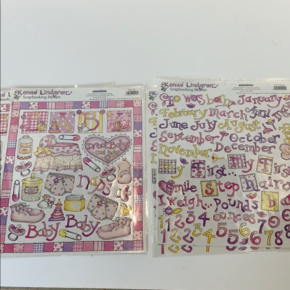 #B.199  VINTAGE 2 PAGES BABY GIRL STICKERS